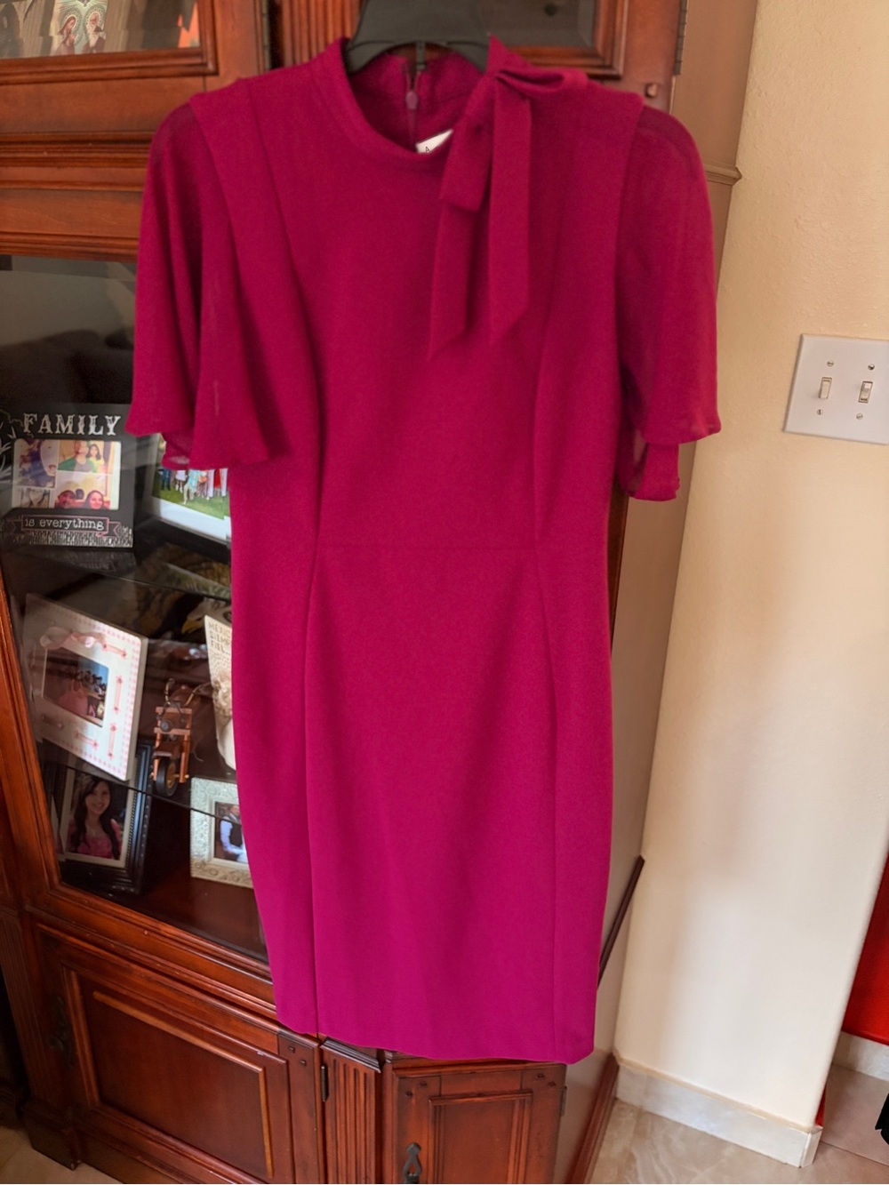 Calvin Klein Fuchsia Tie-Neck Midi Dress